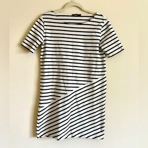Petit Bateau Marinière Sailor Dress – White and Blue Striped Nautical Size Small